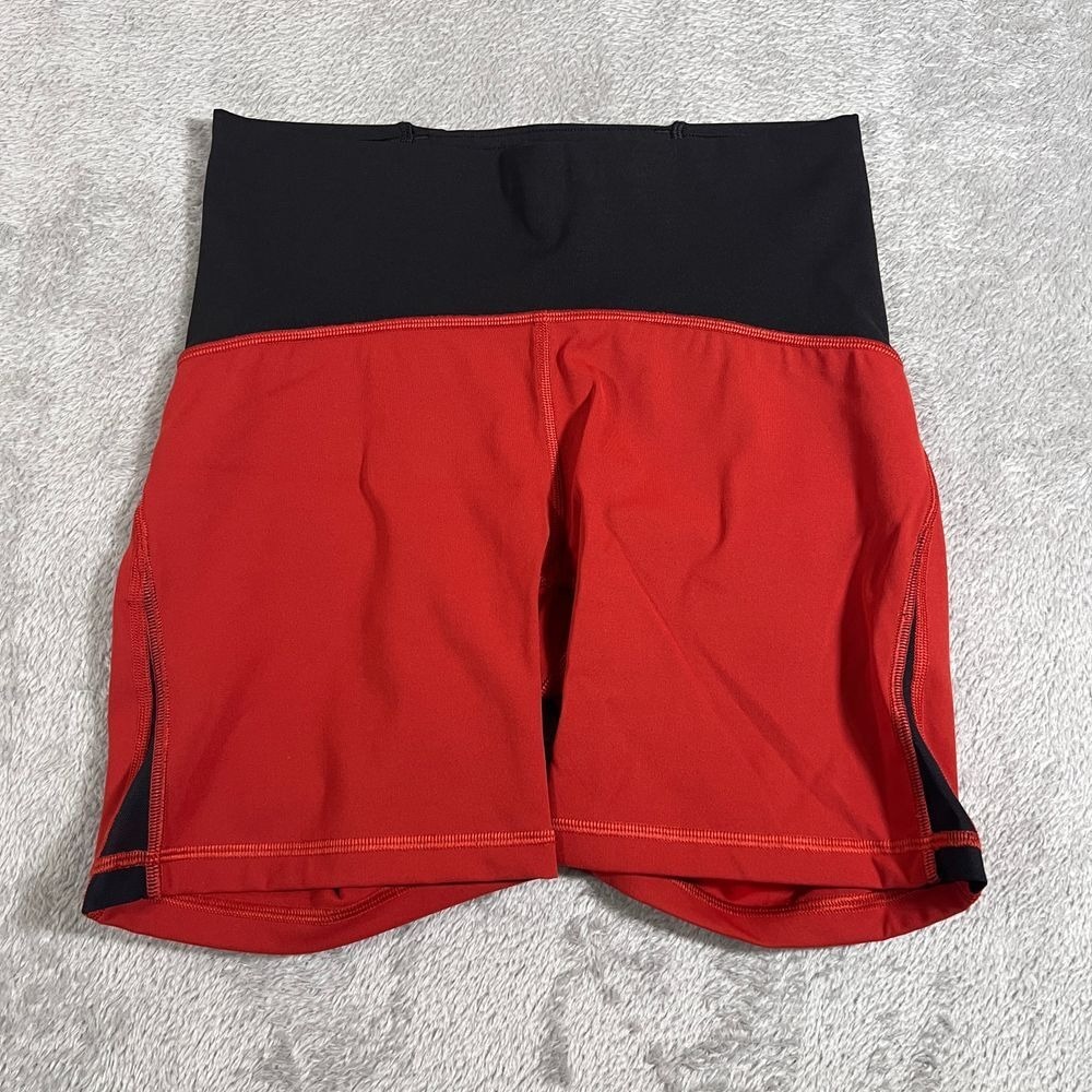 Lululemon Train‎ Times Shorts Womens Size 6 Burnt Orange Black 6" Inseam Stretch